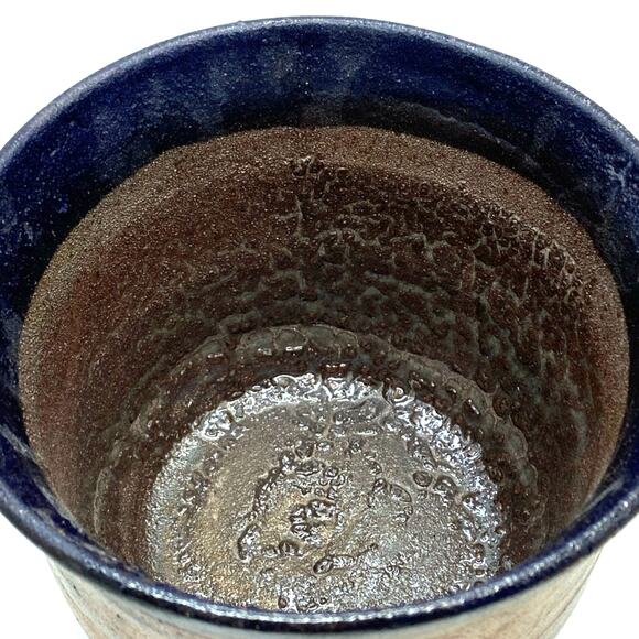 Raku Planter Studio Pottery Planter Copper and Brass tones with Blue 8‎ x 5 - Picture 1 of 9